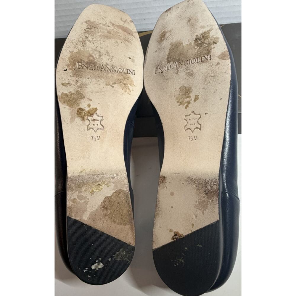 Enzo Angiolini Navy Blue Bow Ballet Flats Women’s 7.5 M Leather Sole Vintage Y2K - Picture 8 of 10
